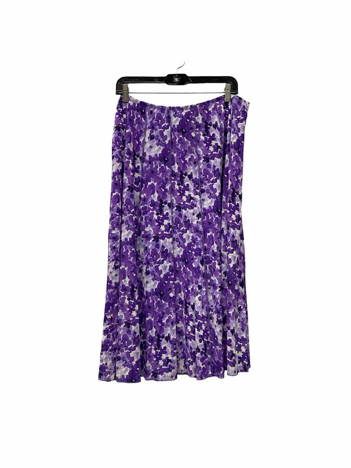Coldwater Creek Size XL Purple White Floral Skirt