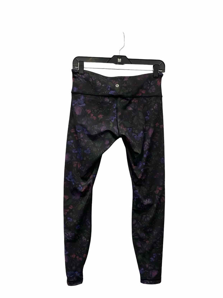 Lululemon Size 6 Black Purple Floral Athletic Pants
