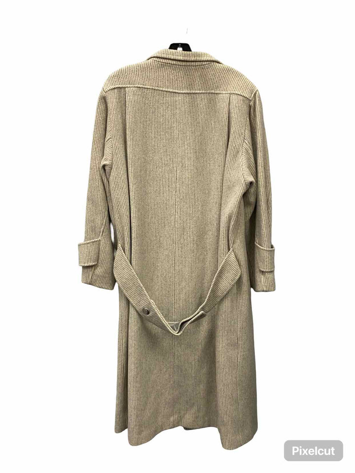 Freddi Gail Size L Beige Gray Lines 80% Wool Coat(Long)