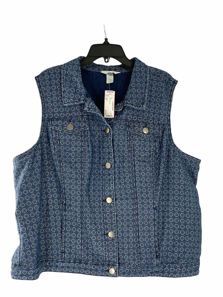 CJ Banks Size 2X Blue Grey Print Vest