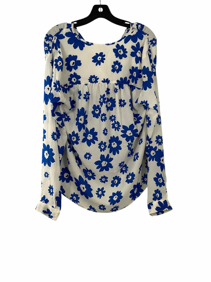 Cabi Size M Blue White Floral Long Sleeve Shirts