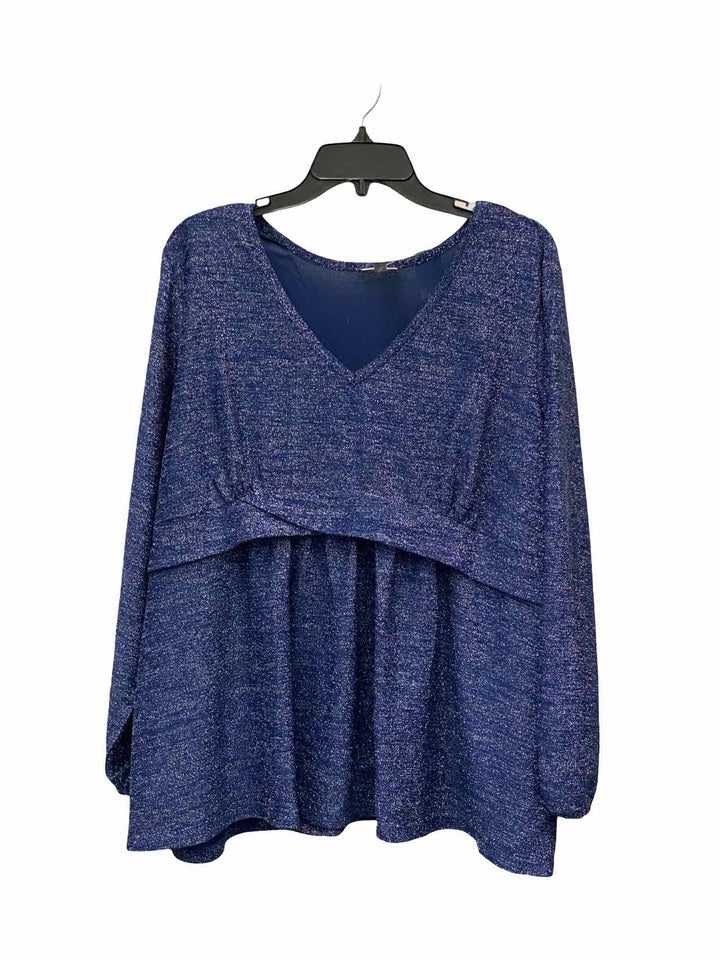 avenue Size 22/24 Blue Sparkly Long Sleeve Shirts