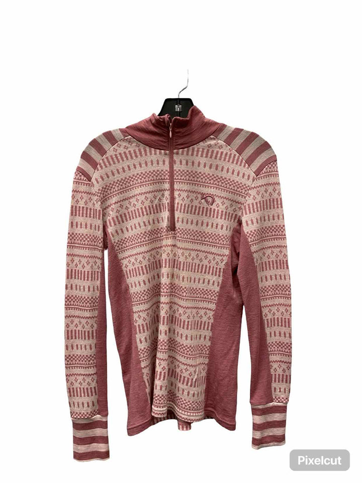 Kari Traa Size M Pink Print 100% Wool Athletic Jacket