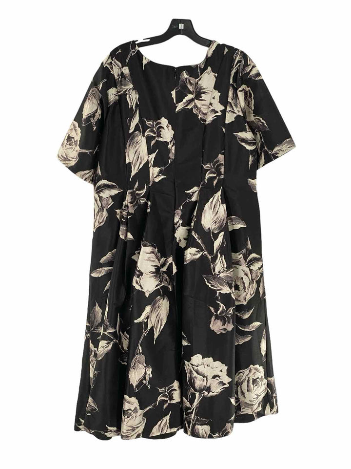 eShakti Size 3X Black Cream Print Dress