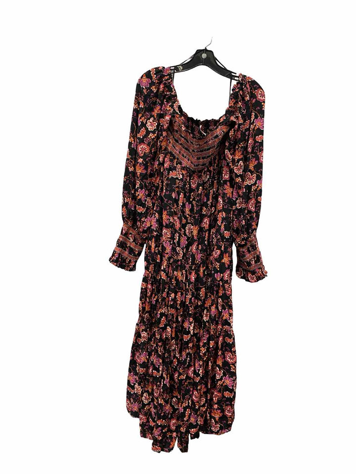 Free People Size L Black Pink Floral Dress