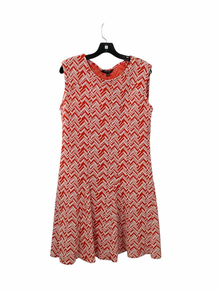Sharagano Size 12 Orange White Print Dress