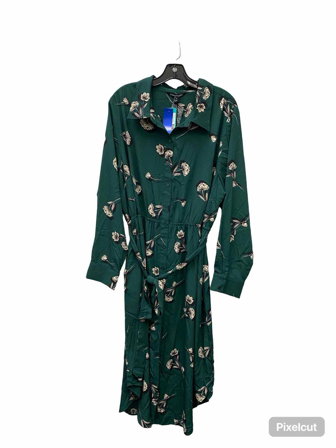 41 Hawthorn Size 2X Green Cream Floral Dress