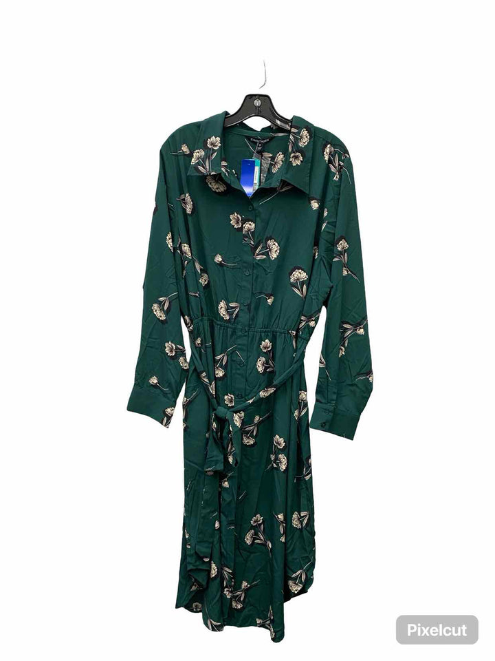 41 Hawthorn Size 2X Green Cream Floral Dress