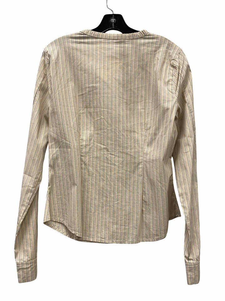 BCBG Size 12 Beige Striped Long Sleeve Shirts