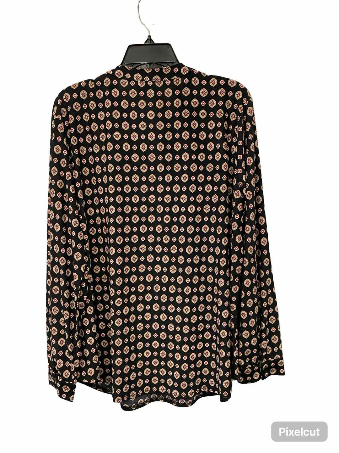 Ann Klein Size XL Black Pink Print Long Sleeve Shirts