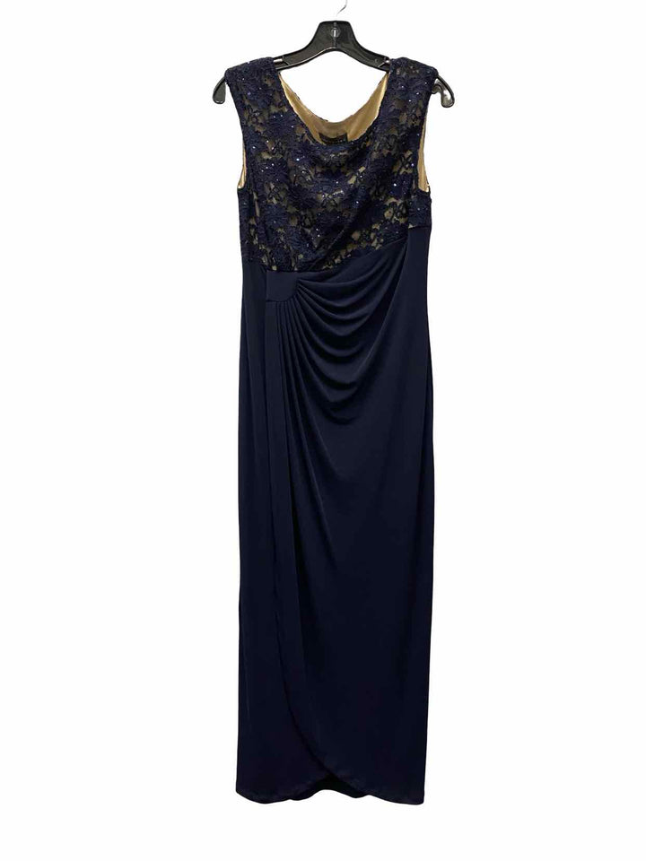 Connected Size 12 Navy Blue Sequins Formal Dress(Long)