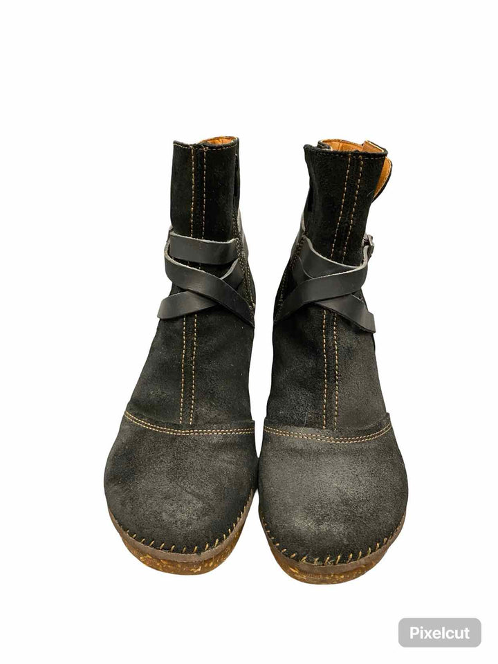 The Art Company Shoe Size 42 Black Brown Leather Upper Boots(Ankle)