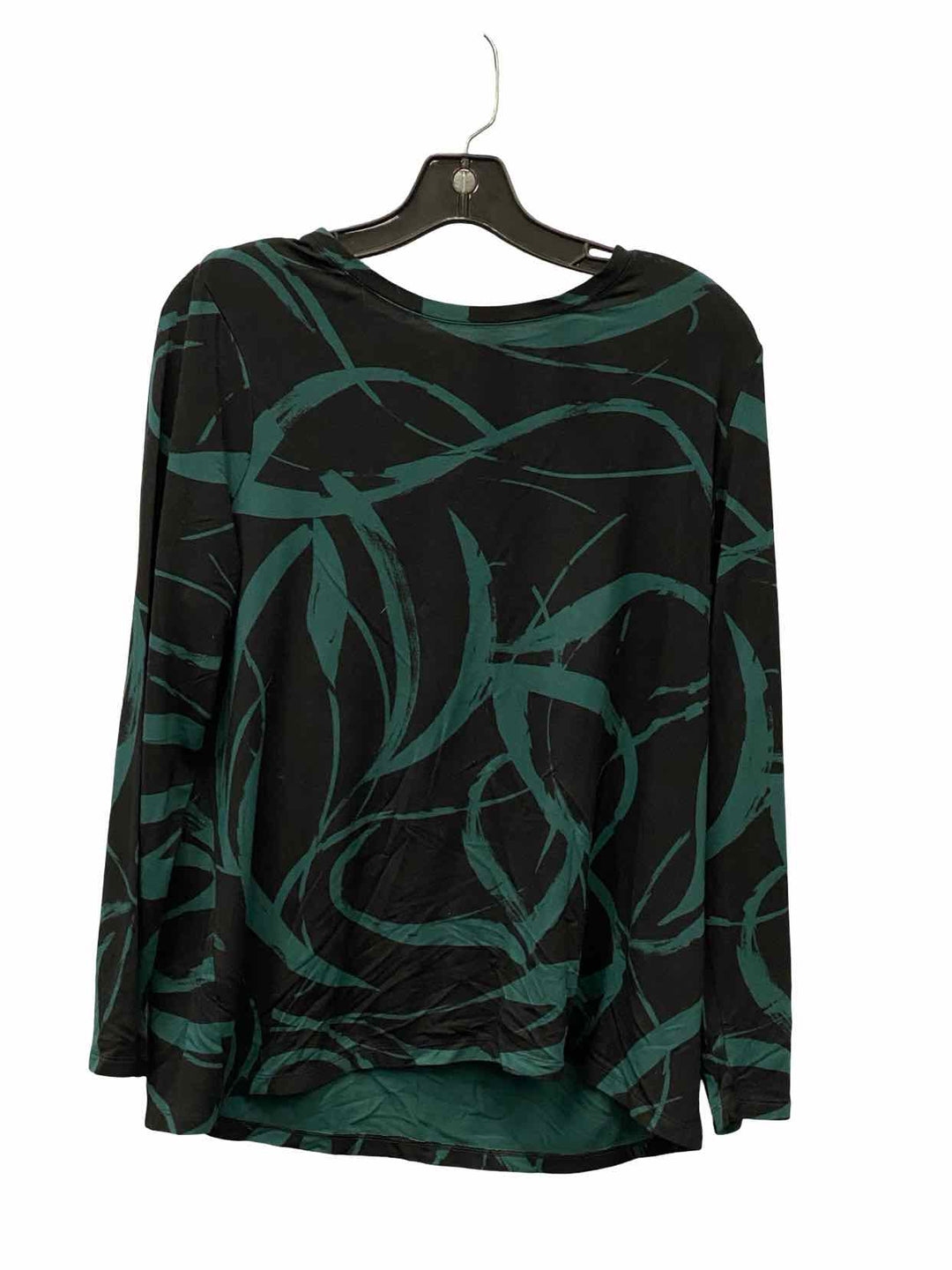 Chico's Size L Black Green Print Long Sleeve Shirts