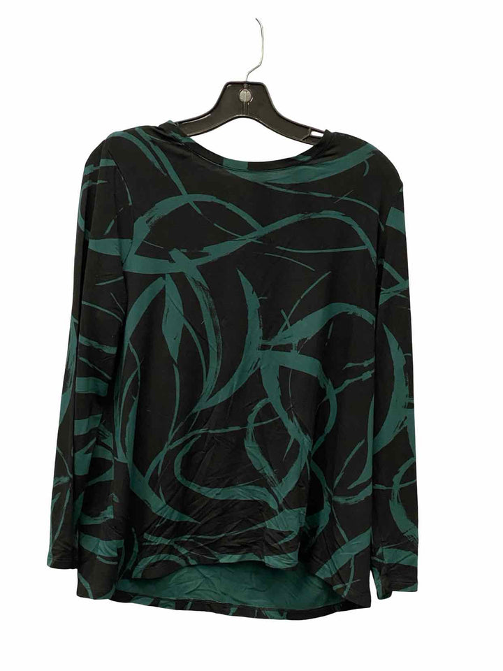 Chico's Size L Black Green Print Long Sleeve Shirts