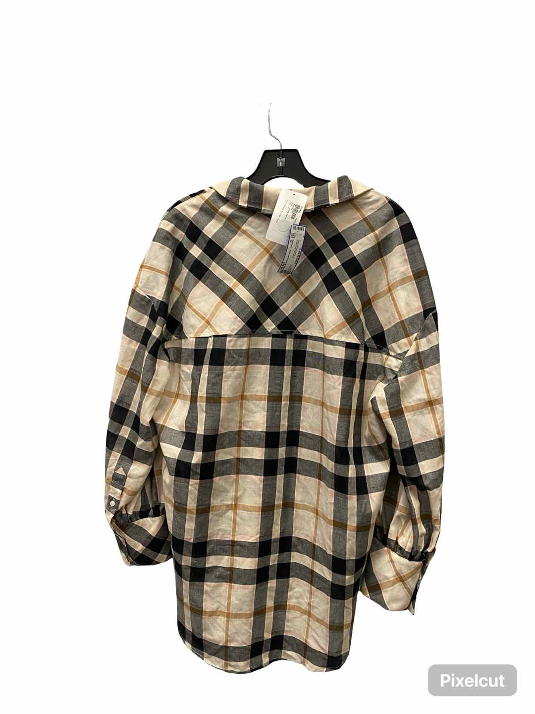 Sanctuary Size M Beige Pink Plaid Long Sleeve Shirts