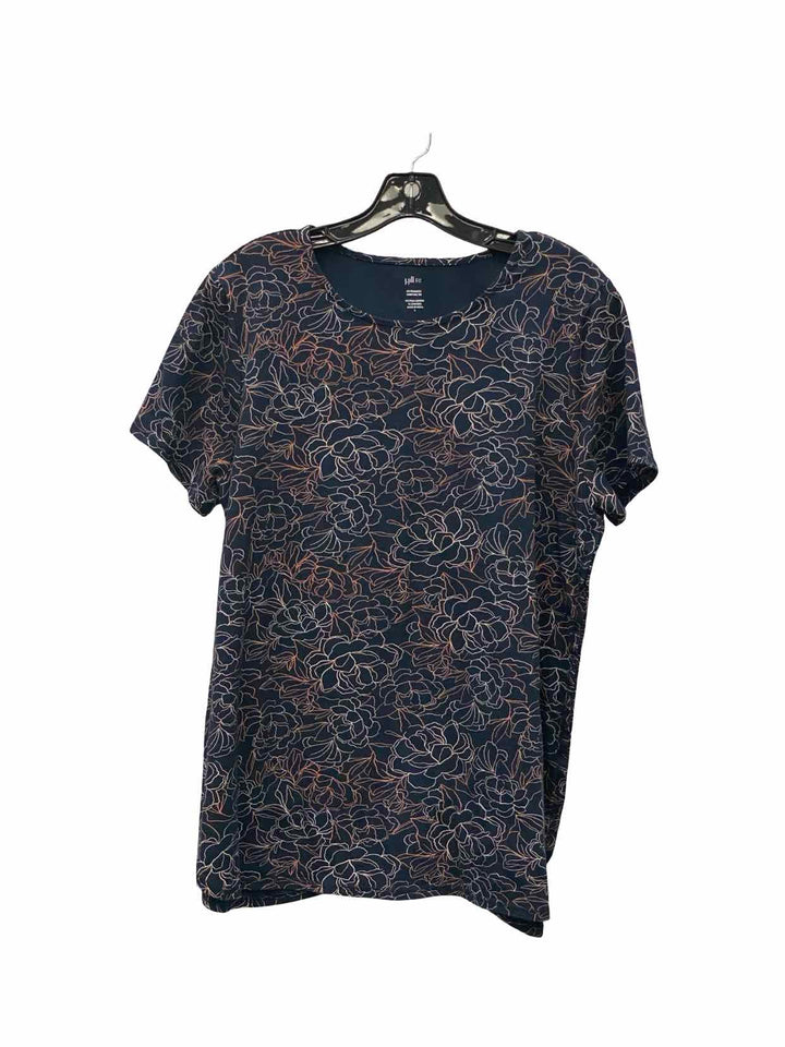 J Jill Size L Navy Print Short Sleeve Shirts