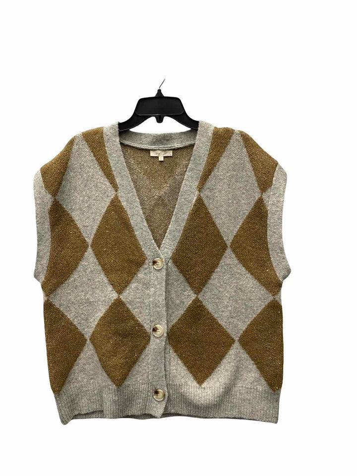 Mystree Size L Gray Beige Argyle Sweater