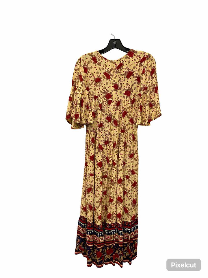 Anthropologie Size 4 Beige Red Floral Dress