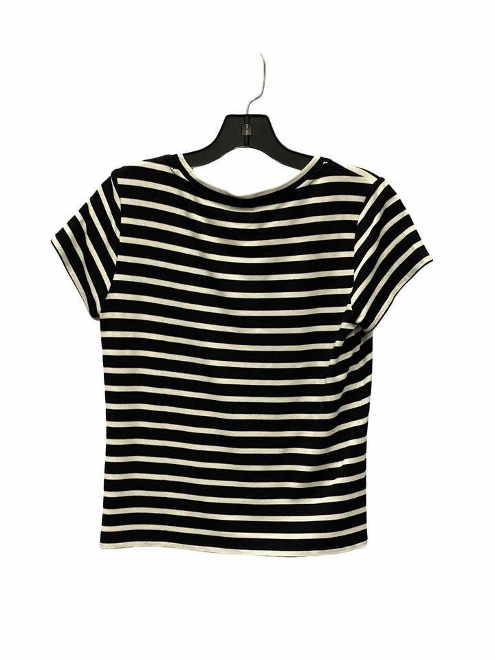 Cabi Size S Black White Striped Short Sleeve Shirts