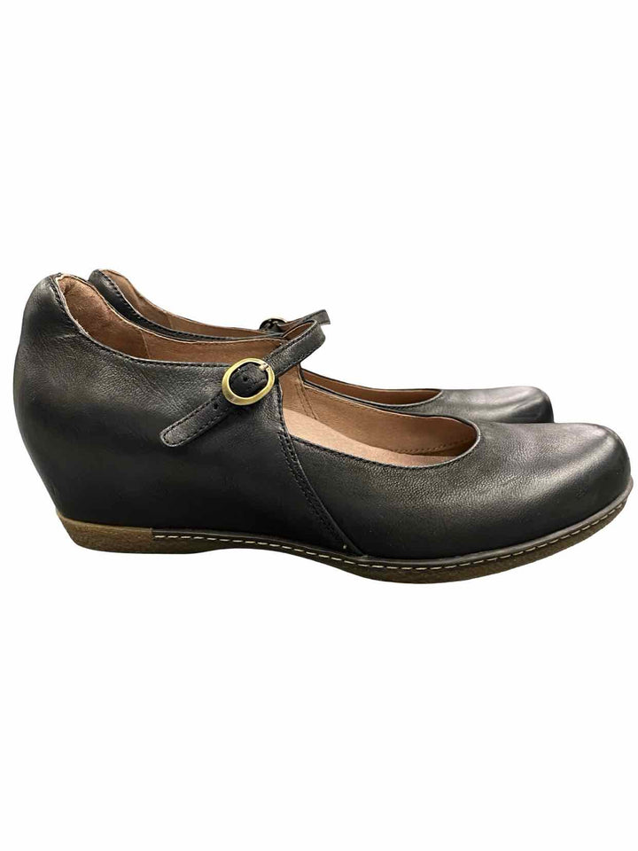Dansko Shoe Size 39 Black Leather Loralie Wedge Maryjane Loafers