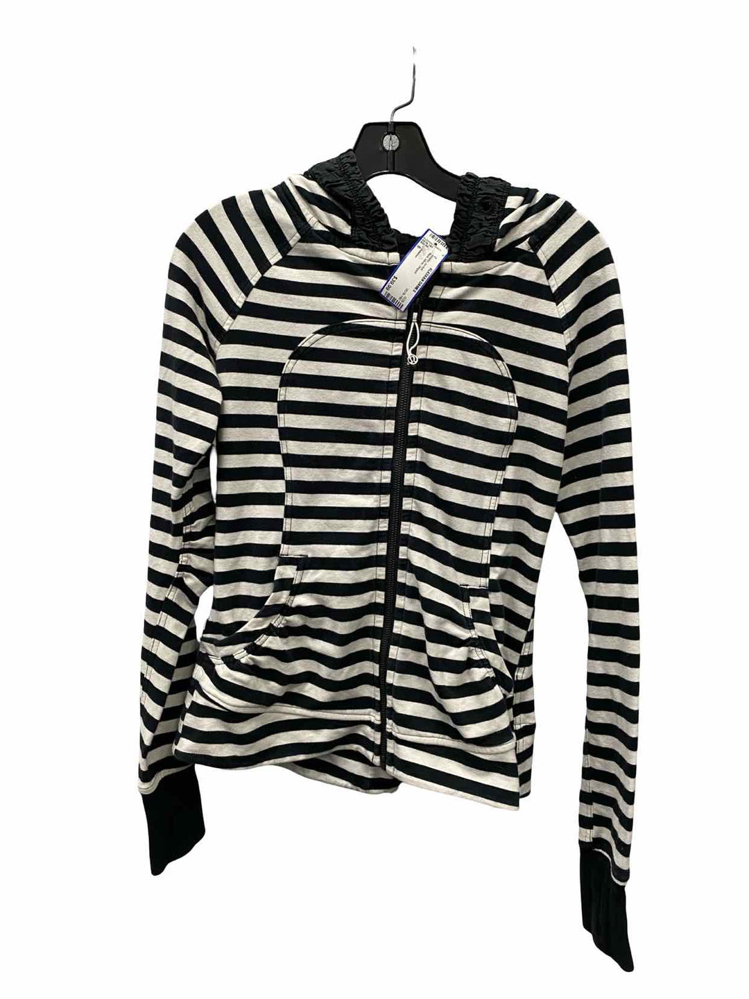 Lululemon Size 6 Black White Striped Athletic Jacket