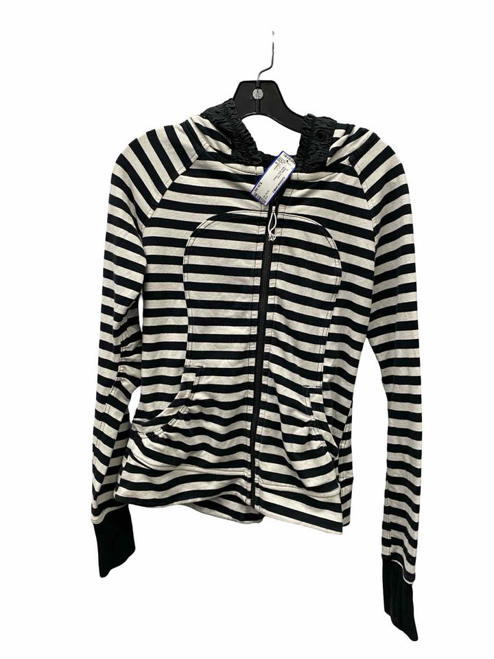 Lululemon Size 6 Black White Striped Athletic Jacket
