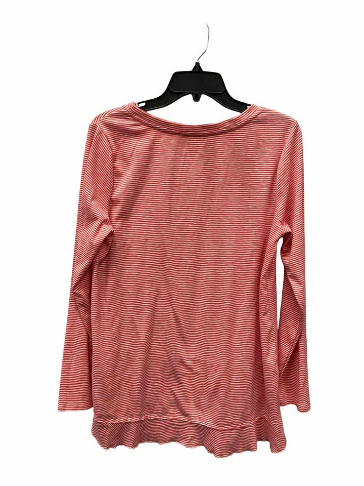 Soft Surroundings Size M Pink White Striped 50% cotton Long Sleeve Shirts