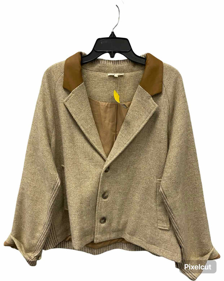 Mystree Size L Beige Tan Wool Blend Blazer