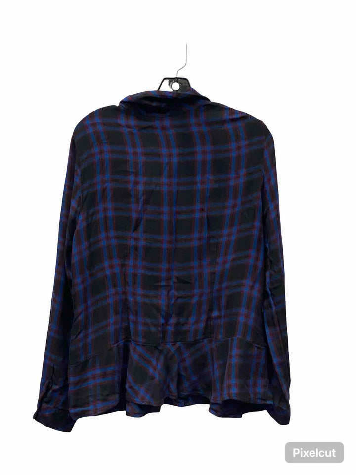 Cabi Size L Blue Plaid Long Sleeve Shirts