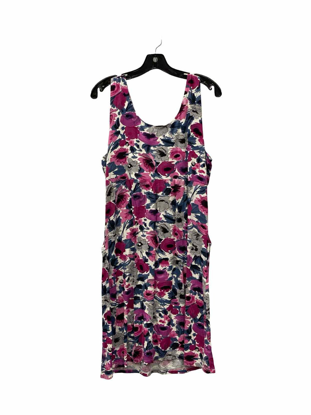 Garnet Hill Size L Pink Gray Floral Dress