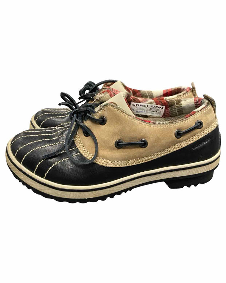 Sorel Shoe Size 7 Tan Black Leather Low Top Duck Boots(Ankle)