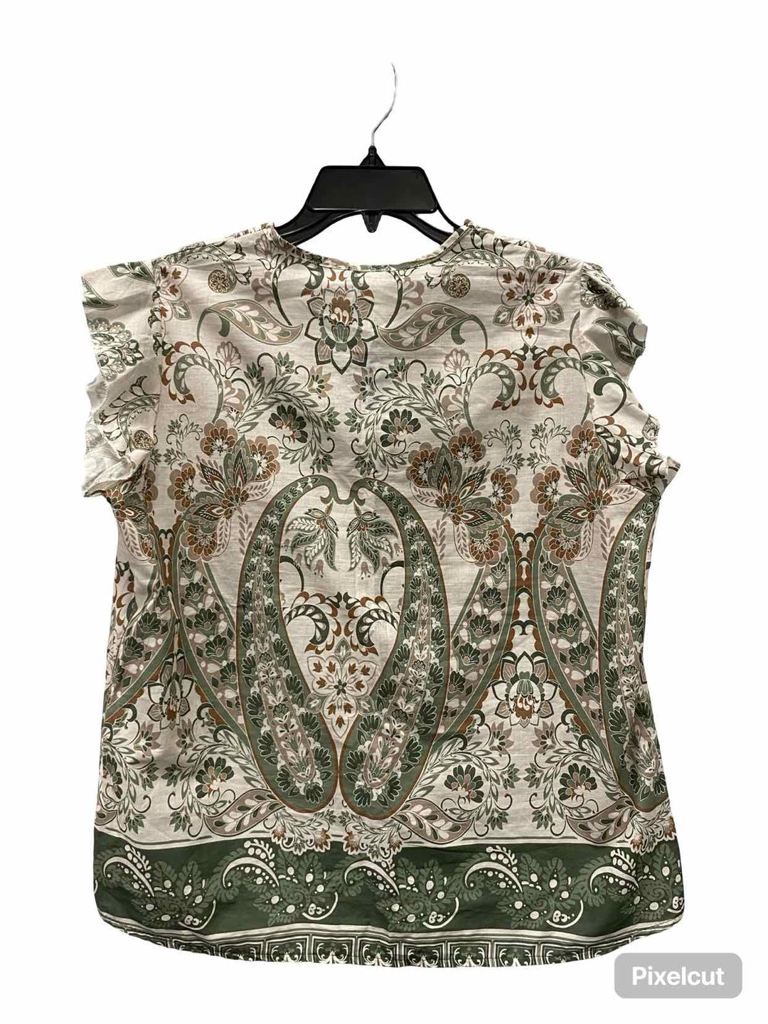 New Collection Size M Cream Green Print Tank Top
