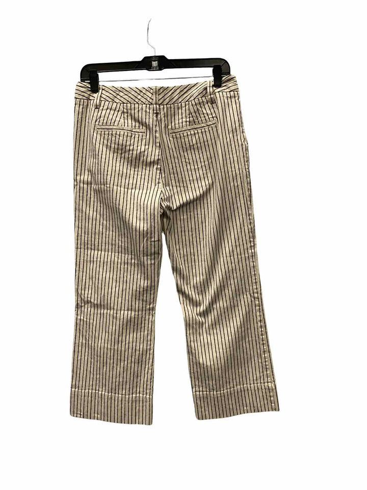 Cabi Size 6 Cream Blue Striped Pants
