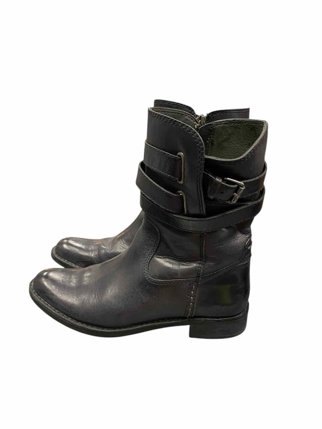 Bussola Shoe Size 9 Black Leather Sevilla Mid-Calf Boots(Ankle)