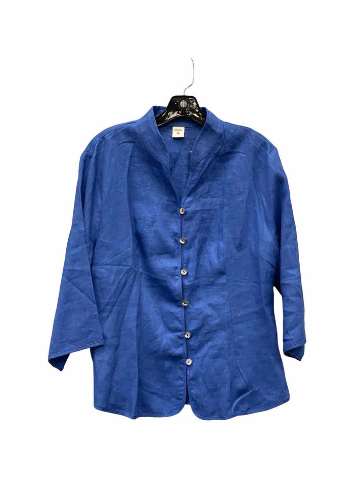 Lintico Size XS Blue 100% Linen Long Sleeve Shirts