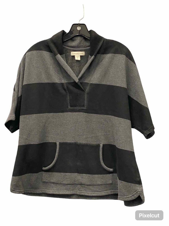 Coldwater Creek Size XL Grey Black Striped Short Sleeve Shirts
