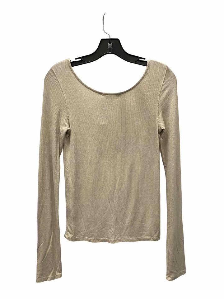 Joah Brown Size M/L Beige Ribbed Long Sleeve Shirts