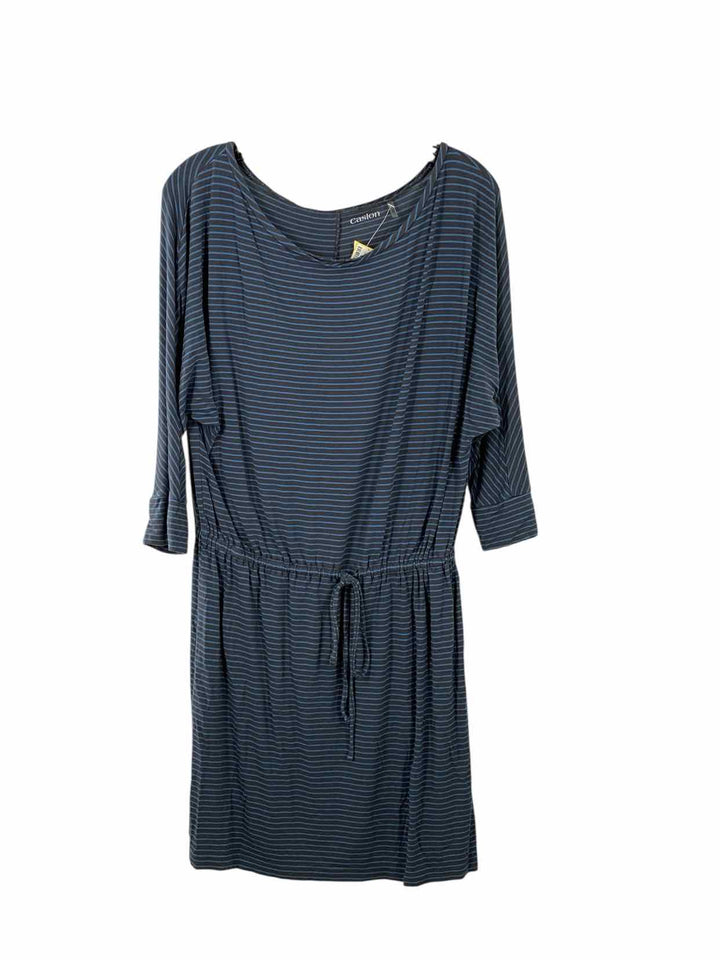 Caslon Size M Blue Gray Striped Dress