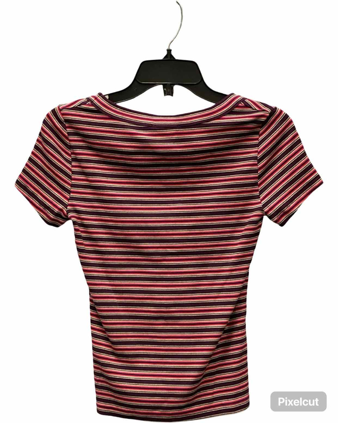 MadeWell Size M Purple Pink Striped T-shirt