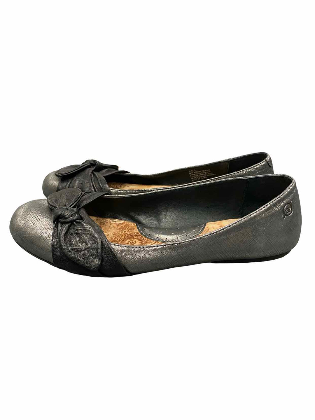 Born Shoe Size 9 Grey Metallic Leather Molly Flats