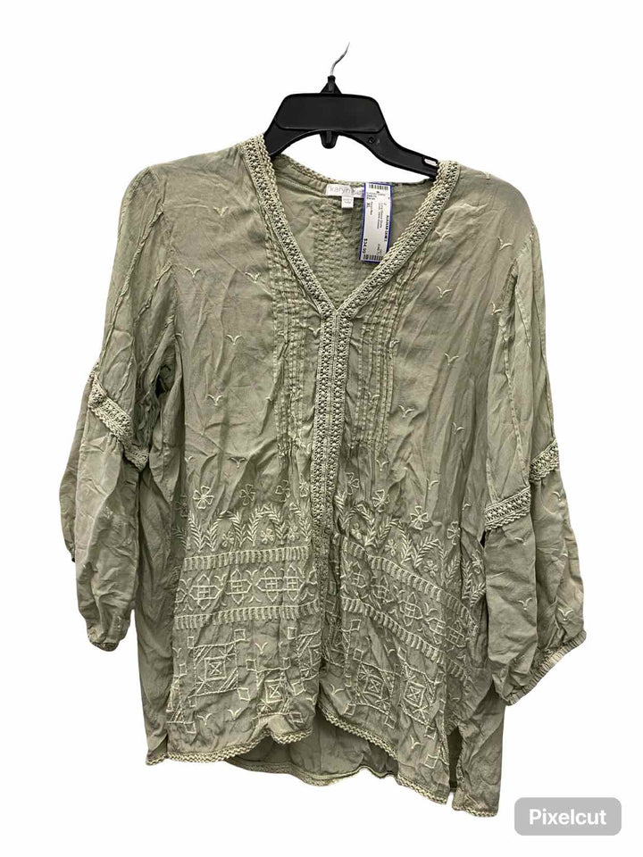 Karyn Seo Size XL Green 100% Viscose Long Sleeve Shirts