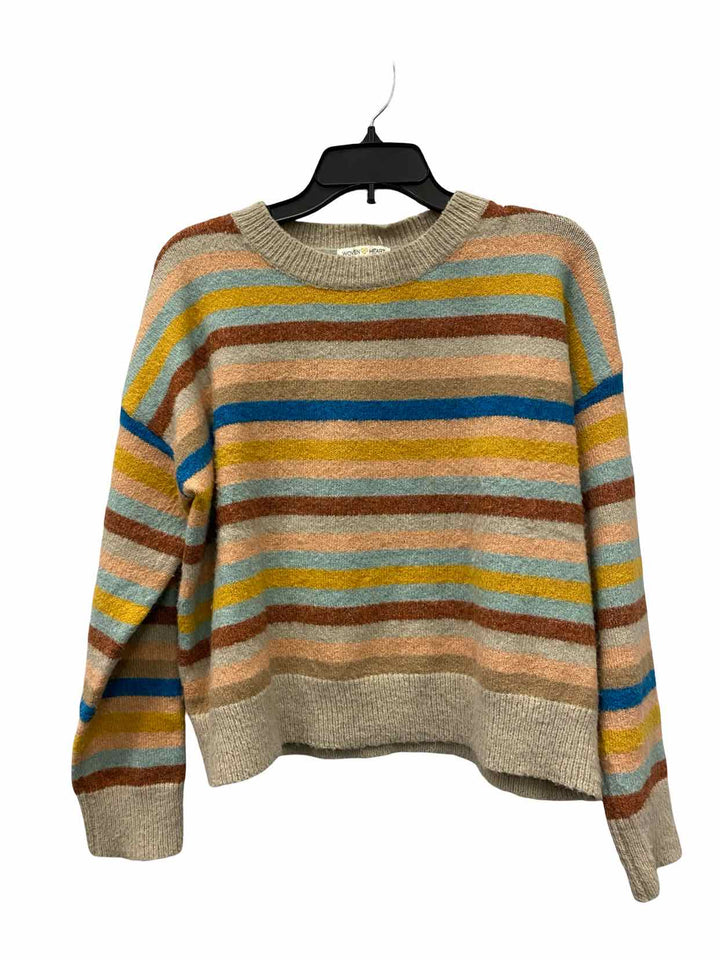 Woven Heart Size M Multi-Color Striped Sweater