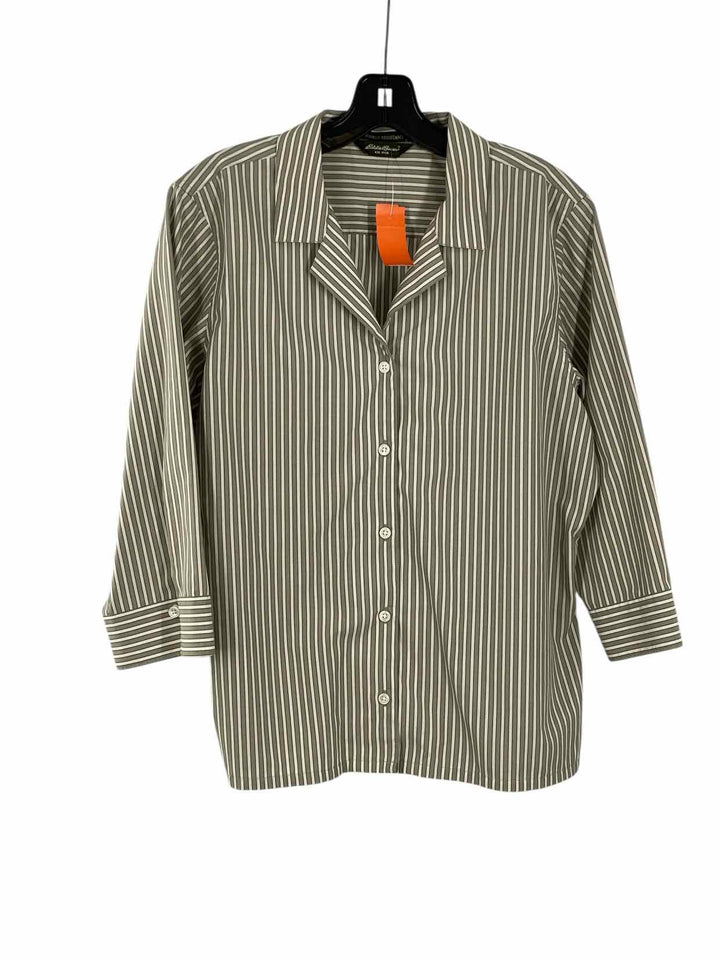 Eddie Bauer Size L Green Pin Stripes Long Sleeve Shirts