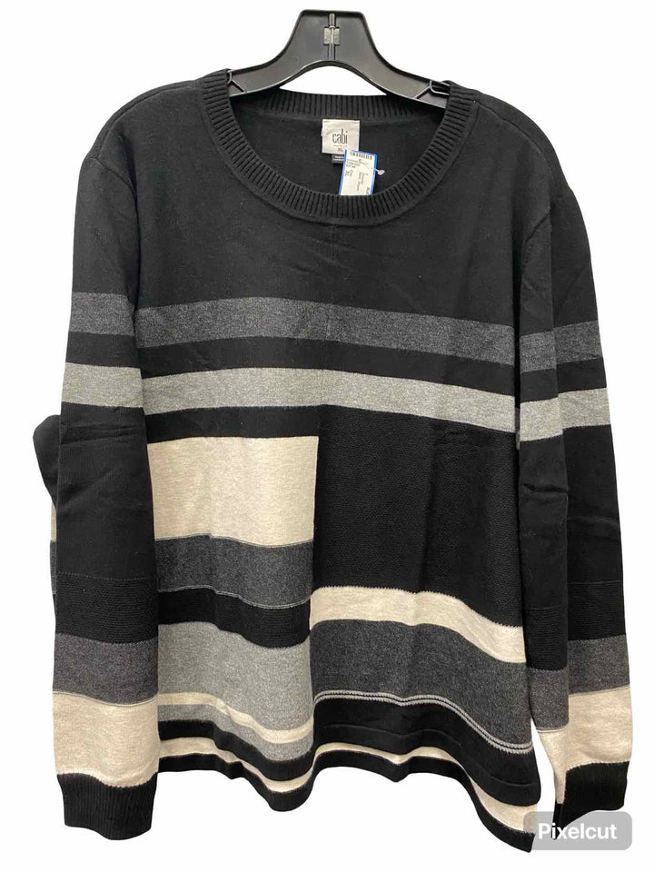 Cabi Size XL Black Striped Sweater