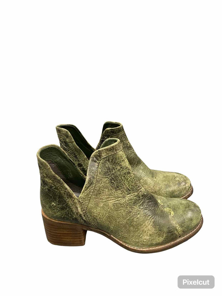 Diba True Shoe Size 7.5 Green Leather Work Nerd Boots(Ankle)