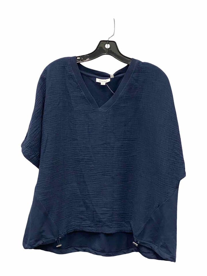 Chico's Size 2(L) Navy NWT Short Sleeve Shirts