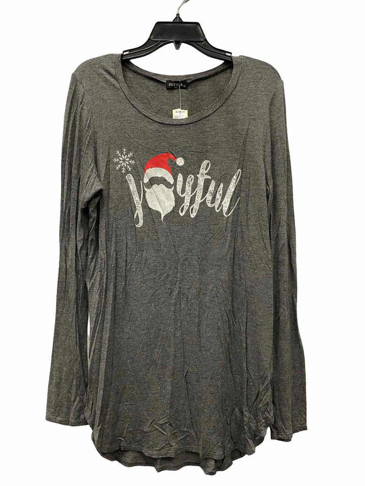 Zutter Size L Gray Christmas Long Sleeve Shirts