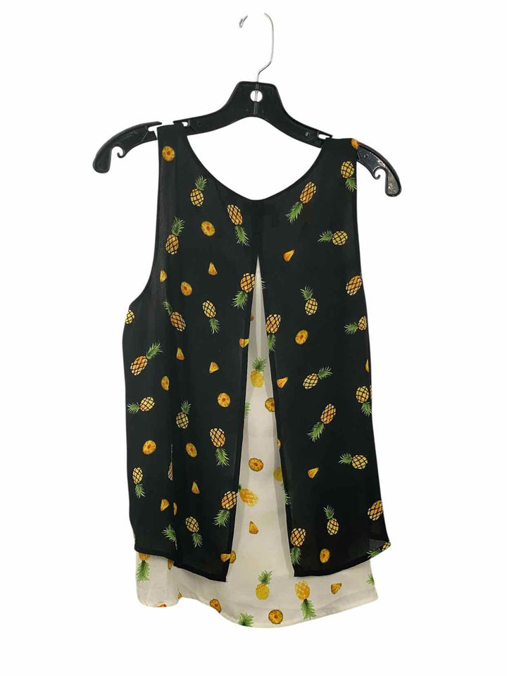 Chenault Size M Black Pineapple Tank Top