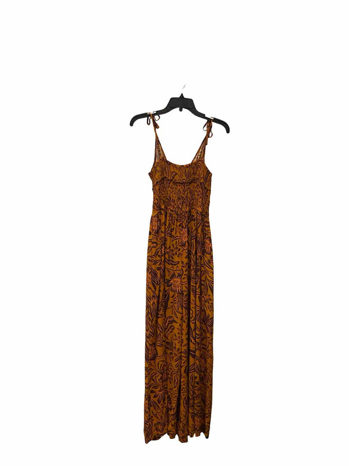 Patrons of Peace Size M Orange Brown Floral Dress