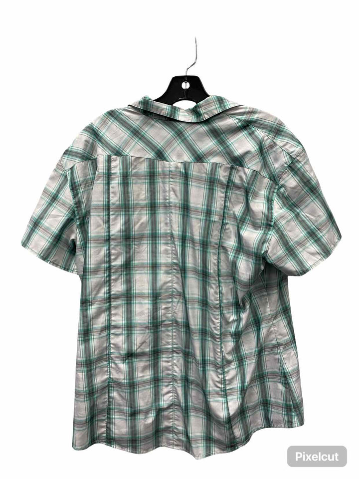 Kuhl Size XL Teal White Plaid Short Sleeve Shirts